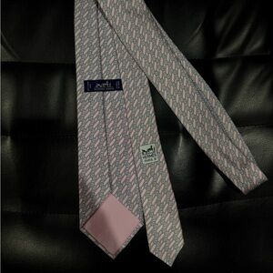 Hermes Pink Geometric Men's Tie